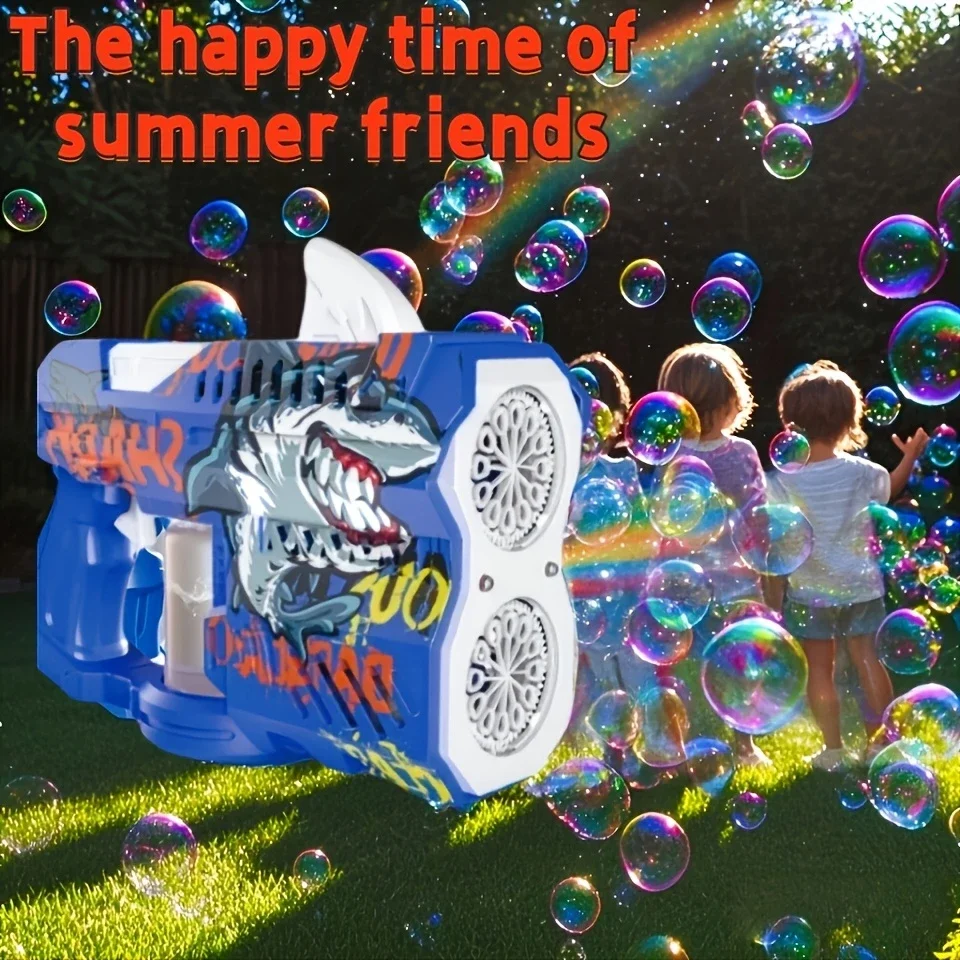 US New children's electric bubble gun with cool lighting, suitable for outdoor multiplayer games, weddings, beach pool parties i