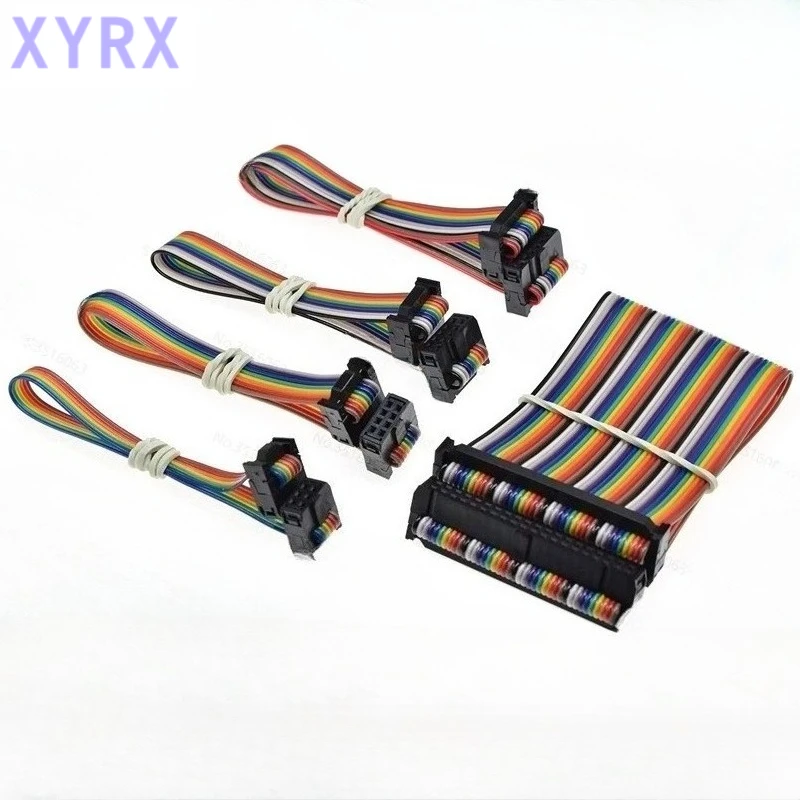 Fc Color Line 2.54 6/8/10/16/20/26/40/50 Pin Flat Ribbon Jtag Isp Download Data Cable Dc3 Idc Box Header Computer Connector Wire