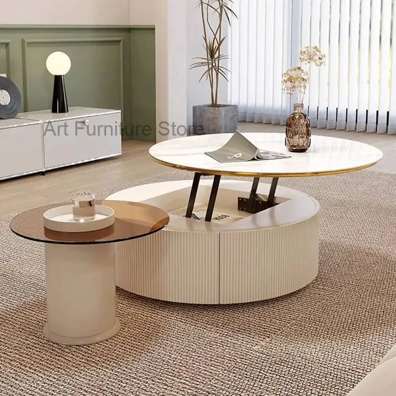 

Coffee Living Round Table for Modern Design Room Luxury Premium Storage Coffee Tables White Aesthetic Table Basse Home Furniture