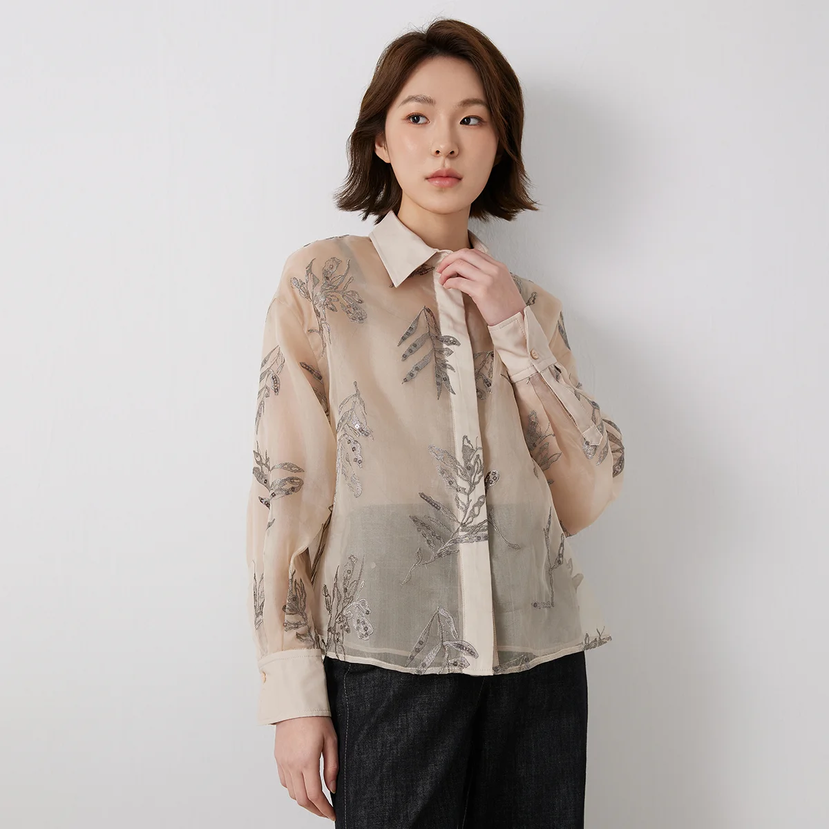 Pop K3014W Luxury Lapel 100% S - Women Formal Blouses For Evening Wear recension och pris