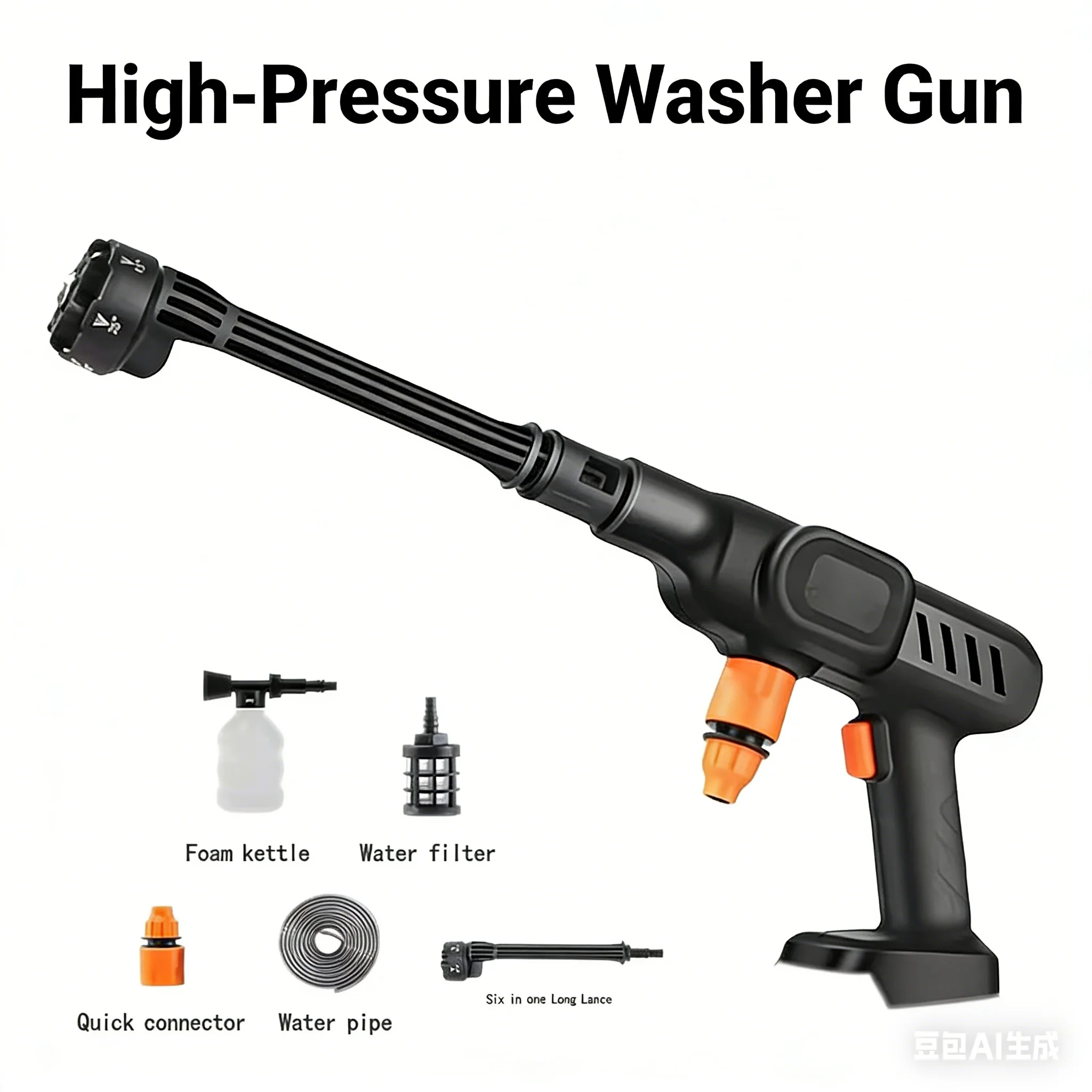 コードレス洗車機-高圧洗浄機-ウォーターガン-6-in-1ノズル、フォームケトル＆水フィルター-マキタ18vバッテリーピン対応