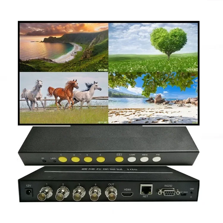1080P@60 4入力1出力SDIスプリッター SD-SDI、HD-SDI、3G-SDI 4X1 SDIスプリッター（IPおよびリモートコントローラー付き）