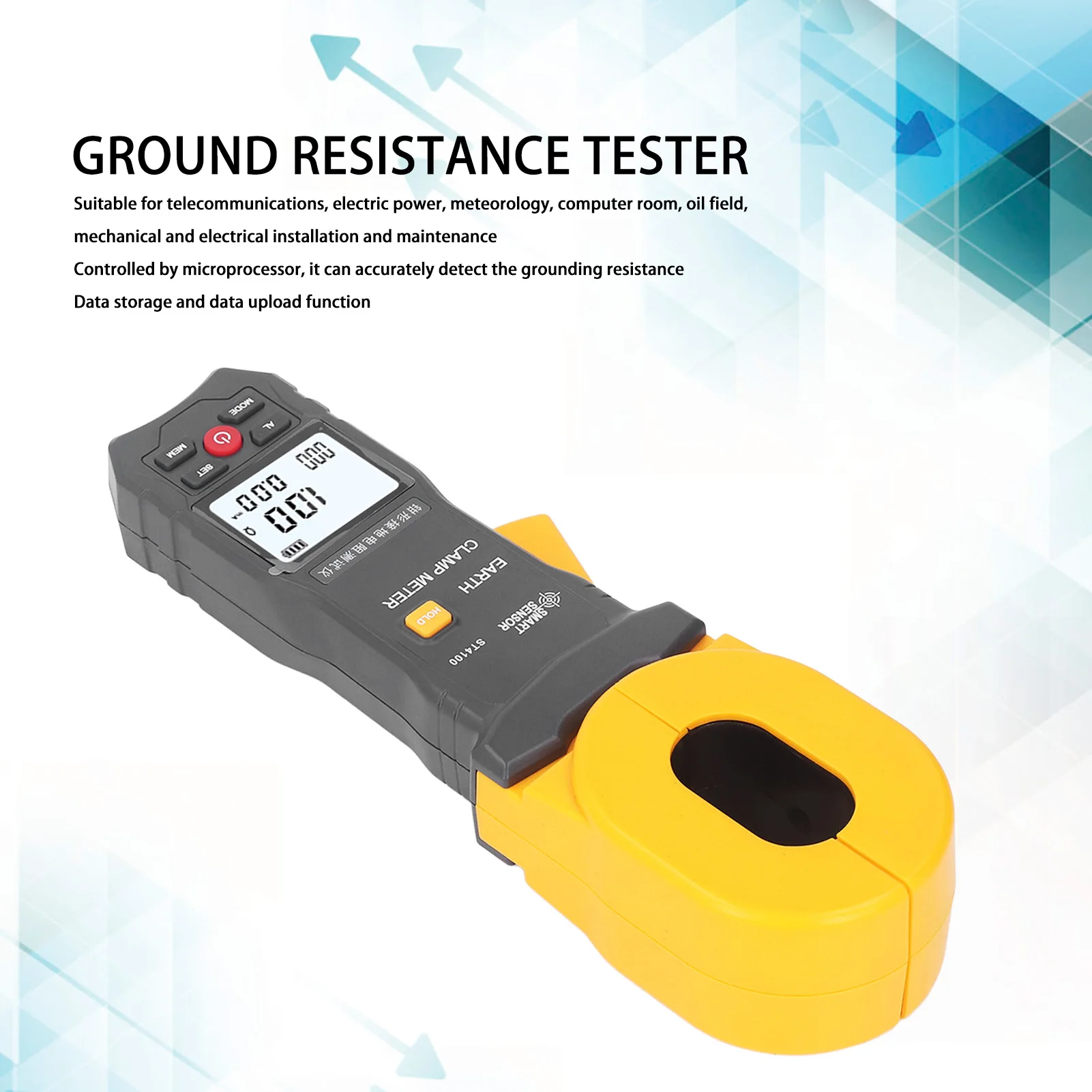 LCD Digital Clamp Ground Resistance Meter Auto Power Off Clamp Earth Resistance Meter Tester for Weather