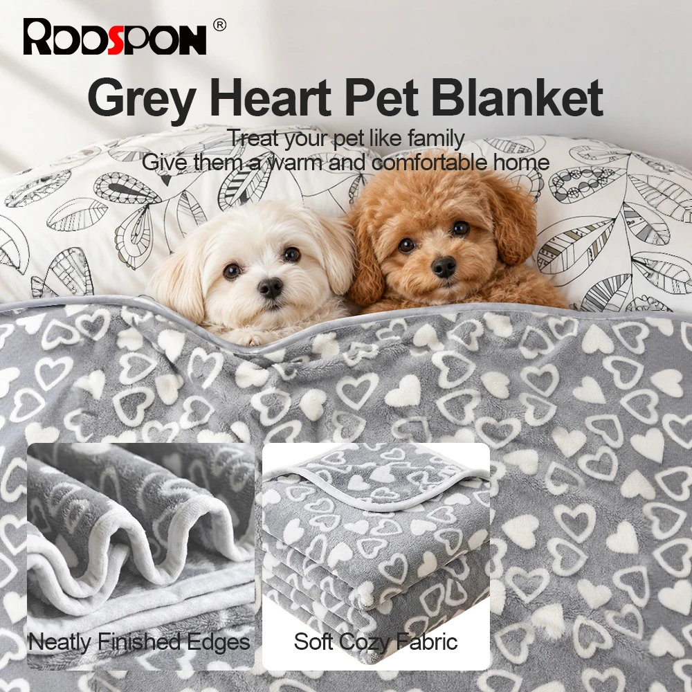 Pet Beds - Soft Warm Pet Blanket Grey Cute