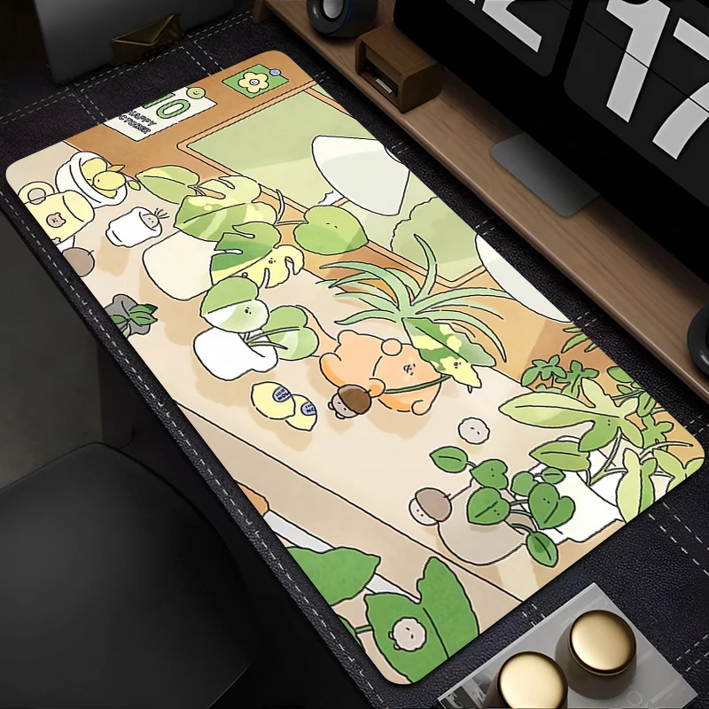 

Mouse Pad Laptop Gaming Accessories Keyboard Pad Cartoon Squirrel Gamer Desk Mat Office PC Green Plants Mousepad Cute Rug Carpet