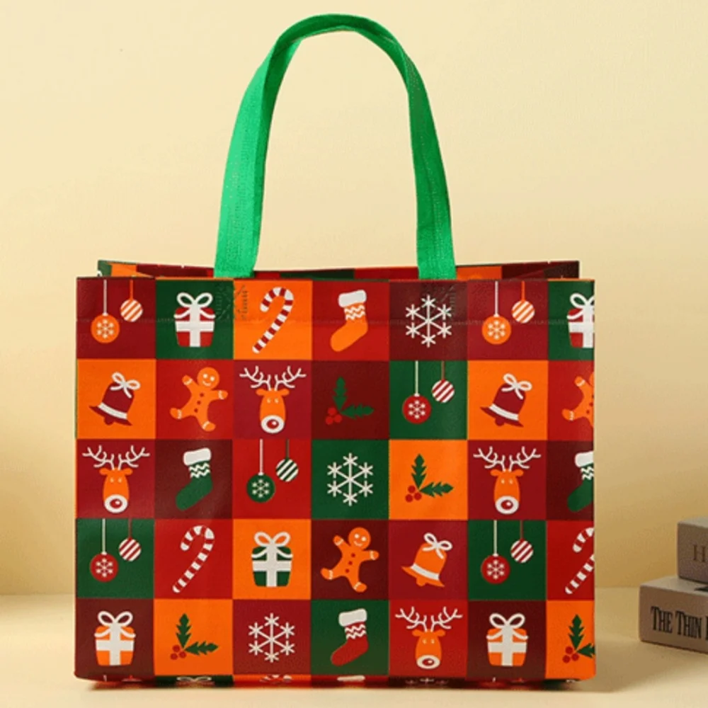 طوي هدية حامل قوي سانتا كلوز حمل حقيبة هدية الكريسماس حقيبة احتفالية غير المنسوجة حقيبة تسوق للحفلات التسوق التخزين