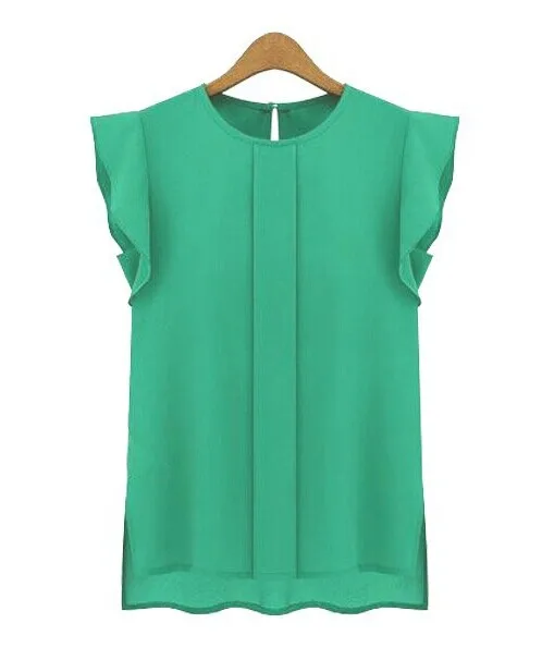 

Круглая шифоновая блузка Sweet Sle Princ с Flng Sves ort Sve Блузка принцессы стандартного кроя из полиэстера