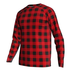 Long Sleeve Cycling Top, Road Bike Shirt, MTB Clothes, Bicycle Wear Protection Plaid Jersey, Racer Sport Fit, Motocross Run Clot