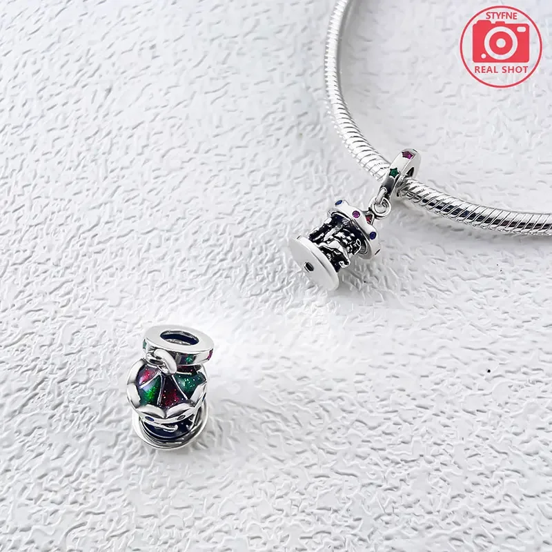 Symbols 2025 New Year Beads 925 Sterling Silver Amusement Park Colourful Carousel Charm for Women's Jewelry DIY Christmas Gift