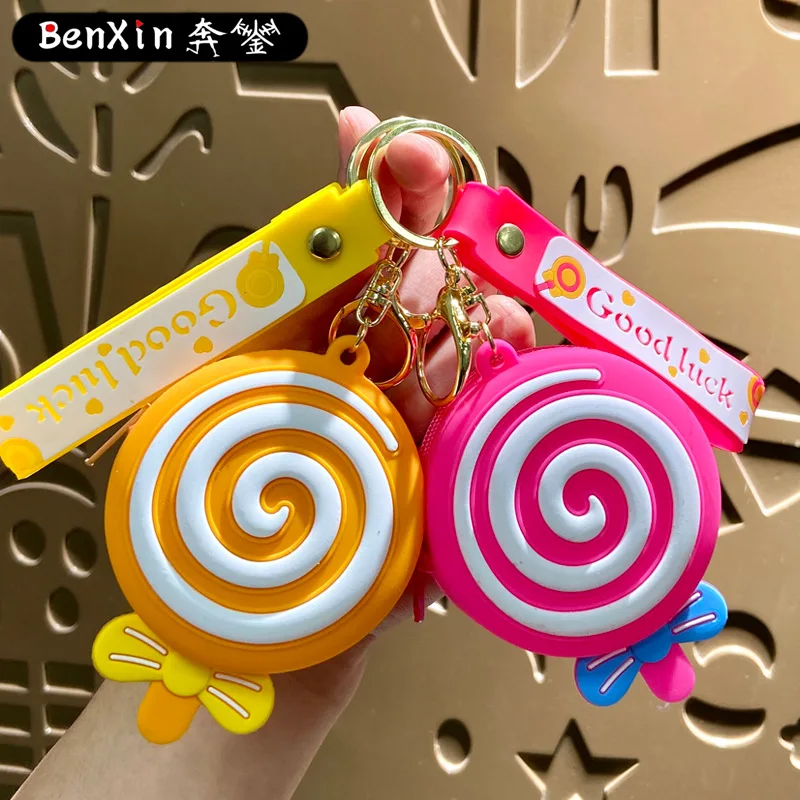 민소 크리에이티브 롤리팝 실리콘 동전 지갑, 키체인 가방, 펜던트, 키 카드 가방, 장식용 걸이, 어린이 크로스백