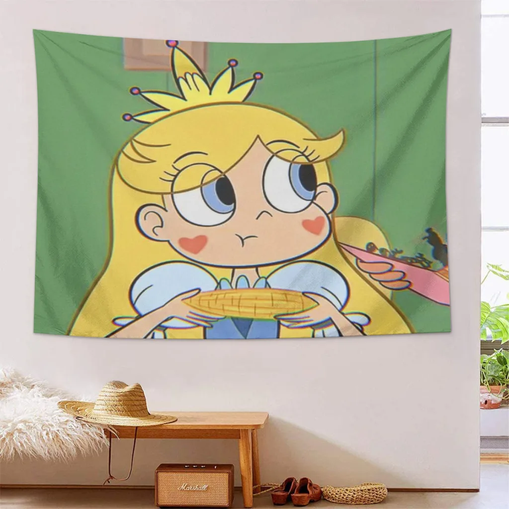 Princess Star Butterfly Tapestry Wall Hanging Celestial Floral Tapestry Wall Carpets Dorm Decor Carpet