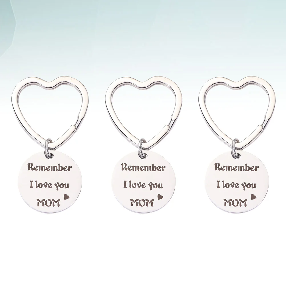 3 PCS Decor Key Chain Ring Hanging Keychain Mother Day Keychains Stainless Steel Funny Keyring