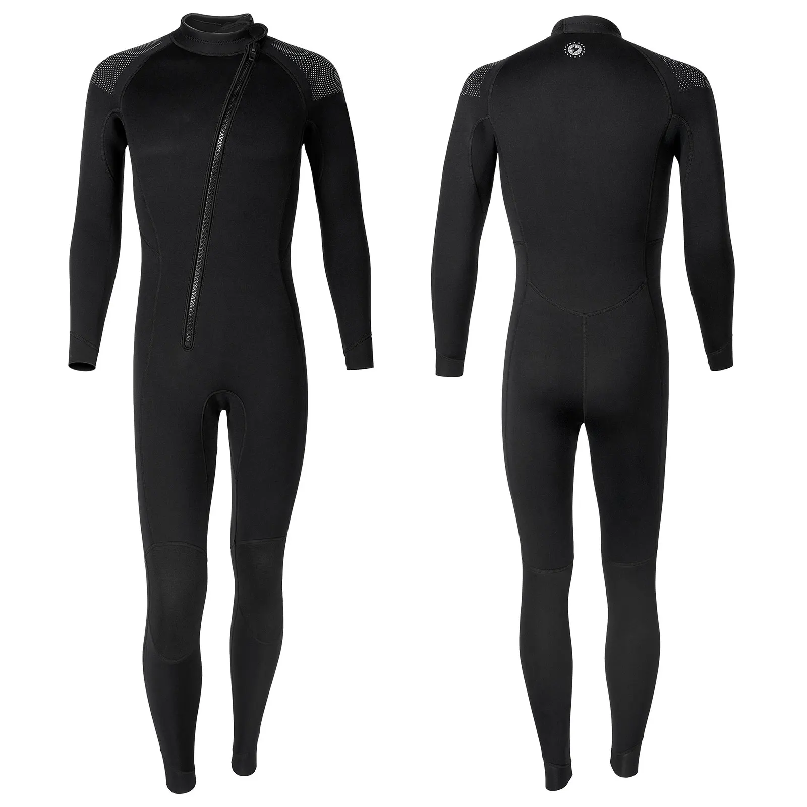 Mens 3mm Neoprene One-Piece Thermal Wetsuit Long Sleeve Front Zipper Swim Beach Jumpsuit for Swimming Surfing Snorkeling Diving