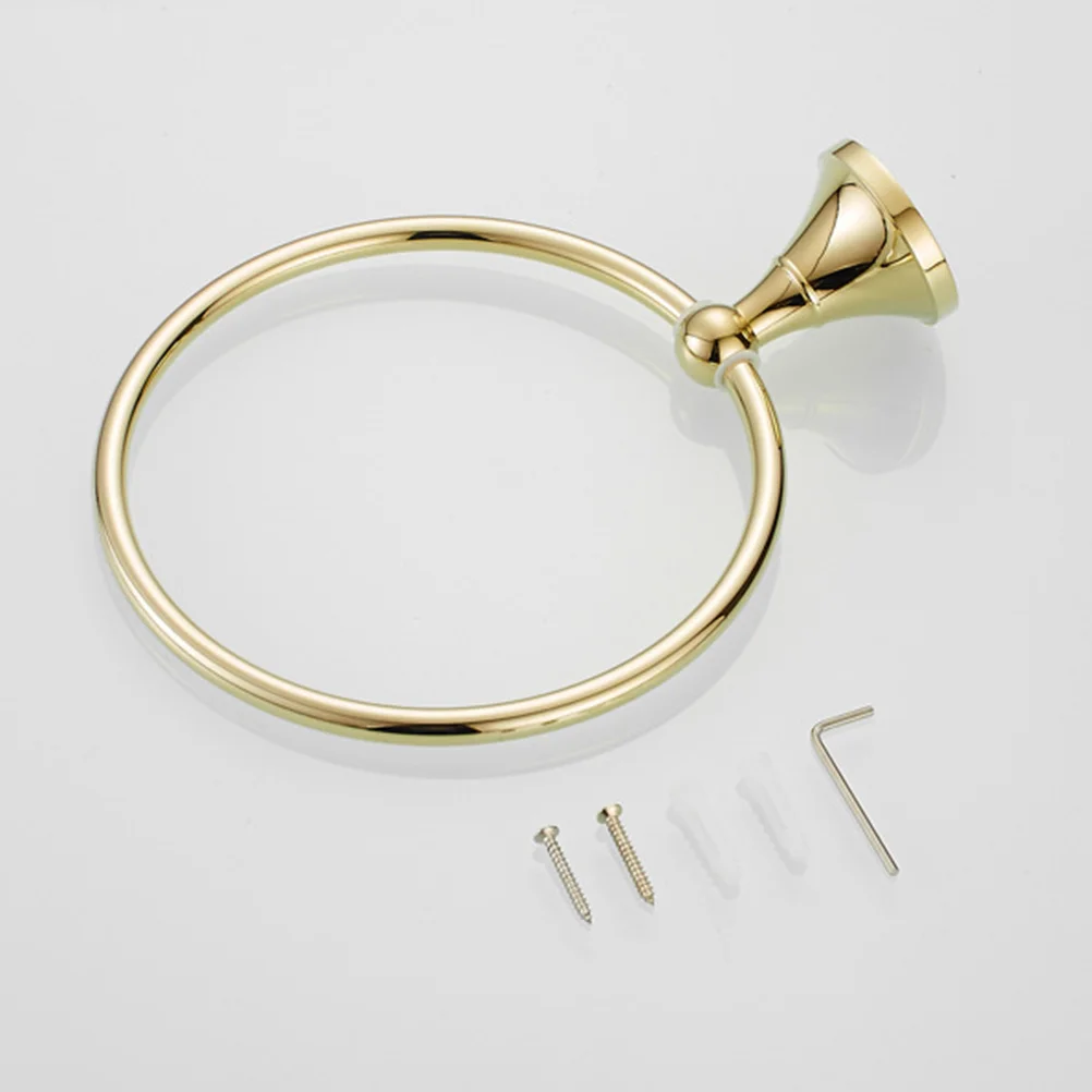 

Bathroom Towel Rack Brass Round Towel Ring Gold Plated Brushed Finish for Home Hotel School Public Bathroom Use