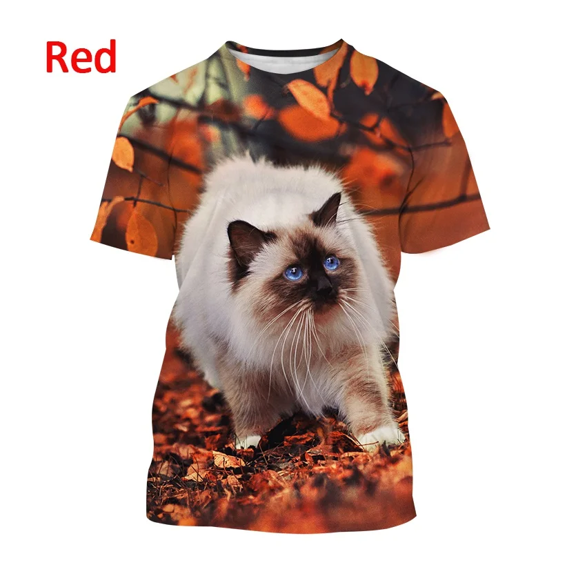 2022 Cat 3D Printed T-shirt Fashion Design Cute Animal Cat Men/Women\'s Harajuku Casual Short Sleeve