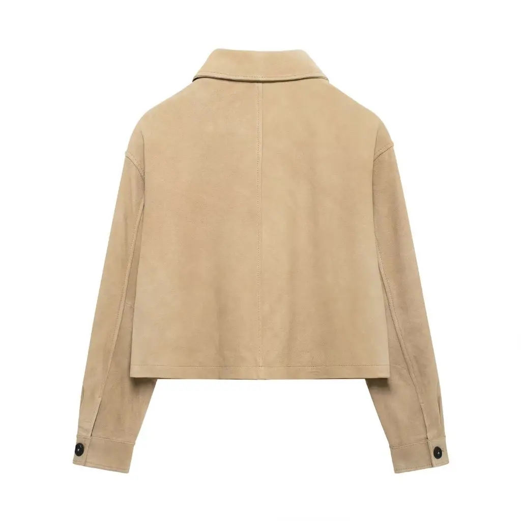 

Женское осеннее флисовое короткое пальто из оленьей кожи в американском стиле с лацканами, свободная повседневная куртка с длинными рукавами, новый топ