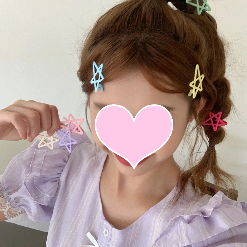 2pc Colorful Star Hairpin Hair Side Clips Claw for Kids Childs Women Girls Vintage Gift Hair Accessories Ornamen