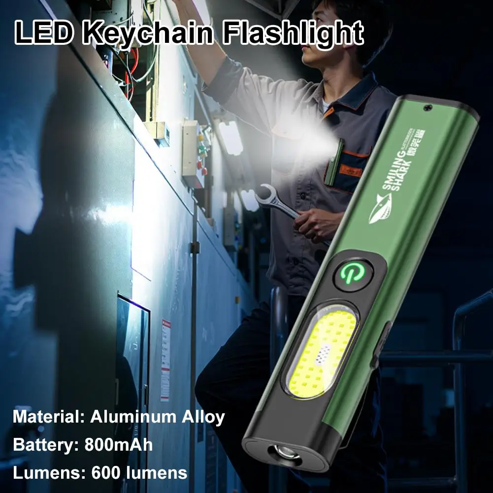 قابلة للشحن سلسلة مفاتيح LED مصباح يدوي مع COB الجانب ضوء 600 لومينز سبائك الألومنيوم الشعلة المحمولة للطوارئ في الهواء الطلق أيضا Z5N0