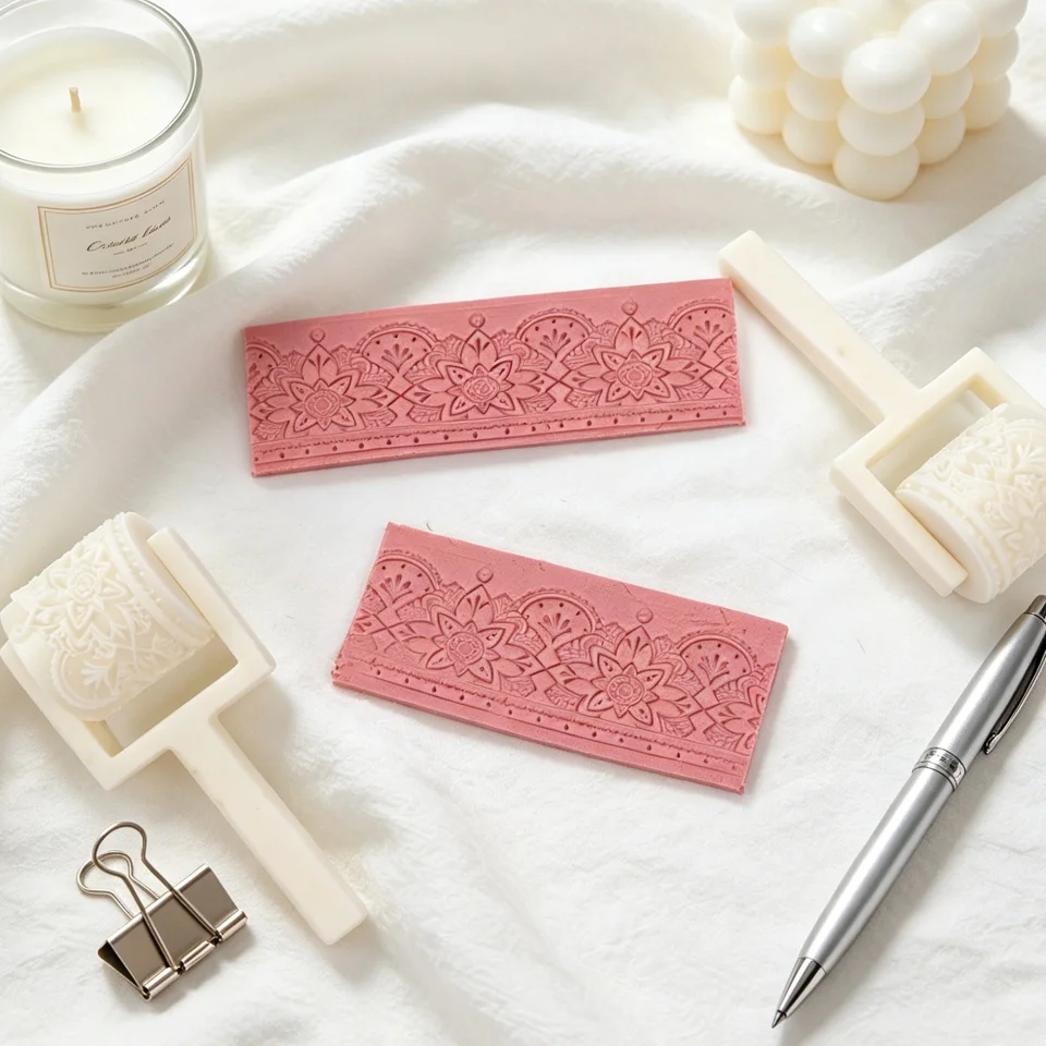 Mini Handheld Silicone Embossing Roller Dot Hexagon Floral Lace Geometric Pattern Texture Roller Epoxy Resin Earring Jewelry DIY - view 5
