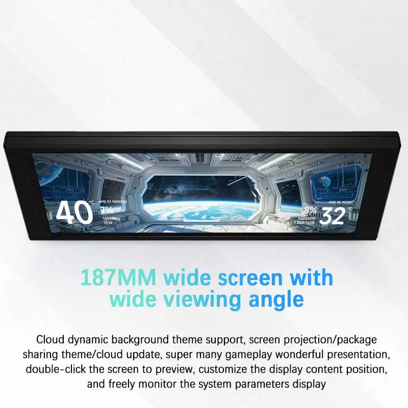 Thermalright TROFEO VISION LCD display colorido de 6,86 polegadas USB smart case tela secundária com resolução 1280 * 480 design magnético