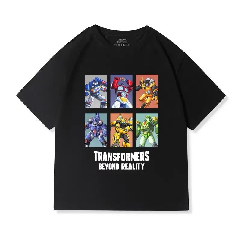 تي شيرت صيفي قصير الأكمام للأولاد من Transformation تي شيرت Robot Cartoon كاجوال من القطن الخالص فضفاض للأطفال ضروريات اليومية #1