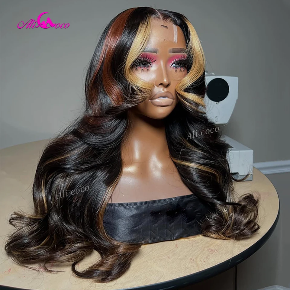 

Парик с кружевной передней частью 13x6, с мелированием, блонд и коричневый, с эффектом волны, из натуральных волос, парик с кружевной застежкой 5x5, плотность 180%, для женщин