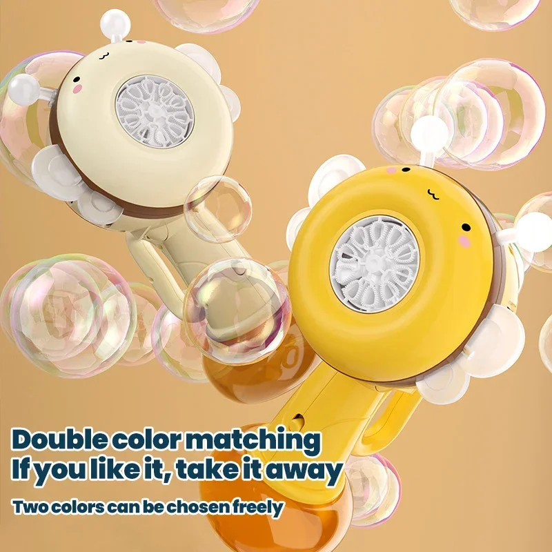 Máquina de burbujas de abeja, juguete eléctrico automático con cabeza móvil con luz para baile, fiesta al aire libre, soplador de burbujas, juguetes, regalos para niños