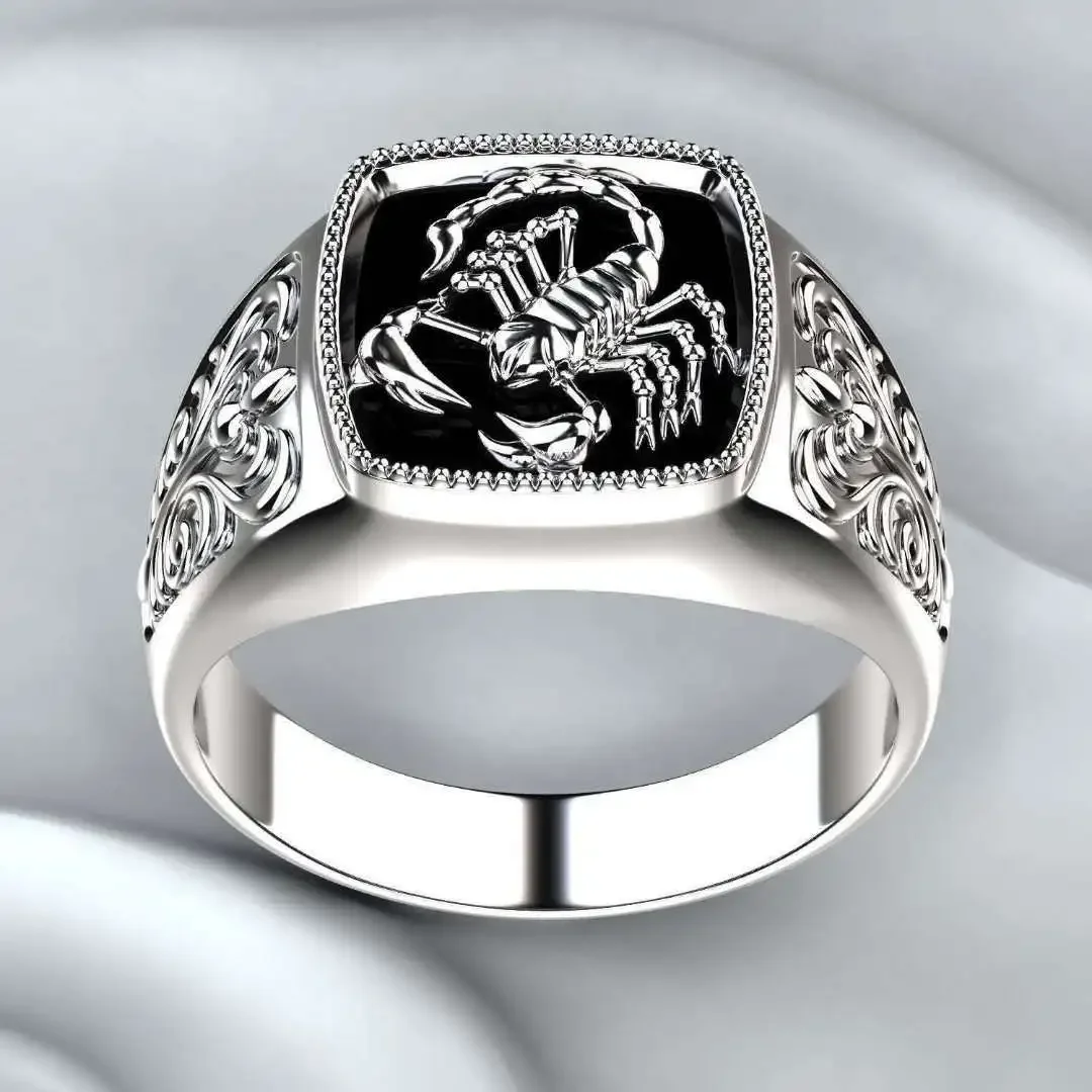 Fashion Milangirl Top-quality Gothic Punk  Scorpion Male Retro Ring for Man  Pattern Rings  Men Jewelry  Whole Sale