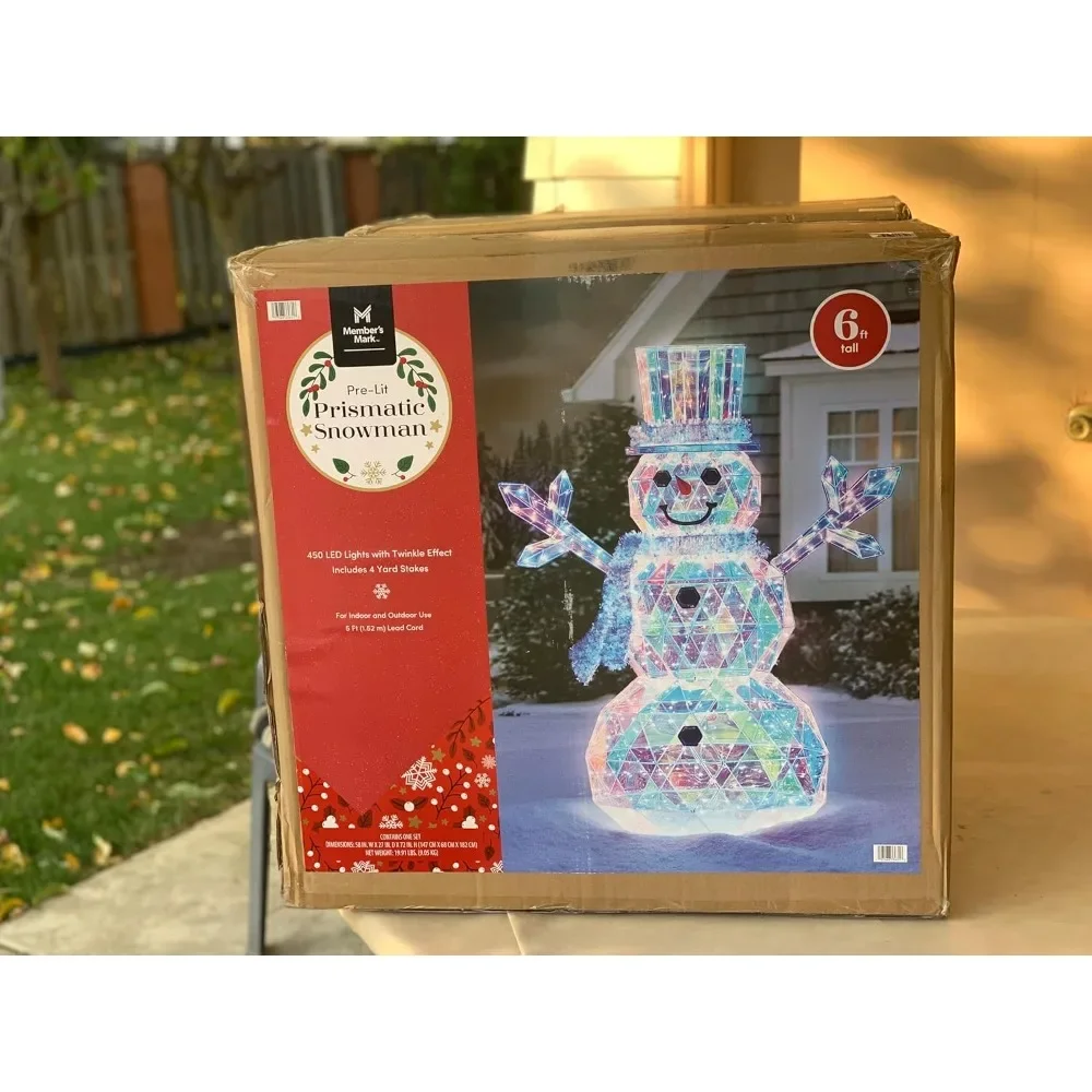 6' Pre-Lit Prismatic Snowman Holiday Decoration