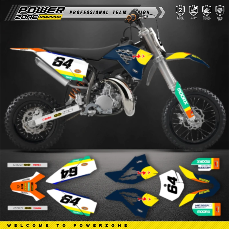 

PowerZone пользовательские графические фоны для команды, набор наклеек для KTM SX 50, 2009 2010 2011 2012 2013 2014 2015 SX50 01