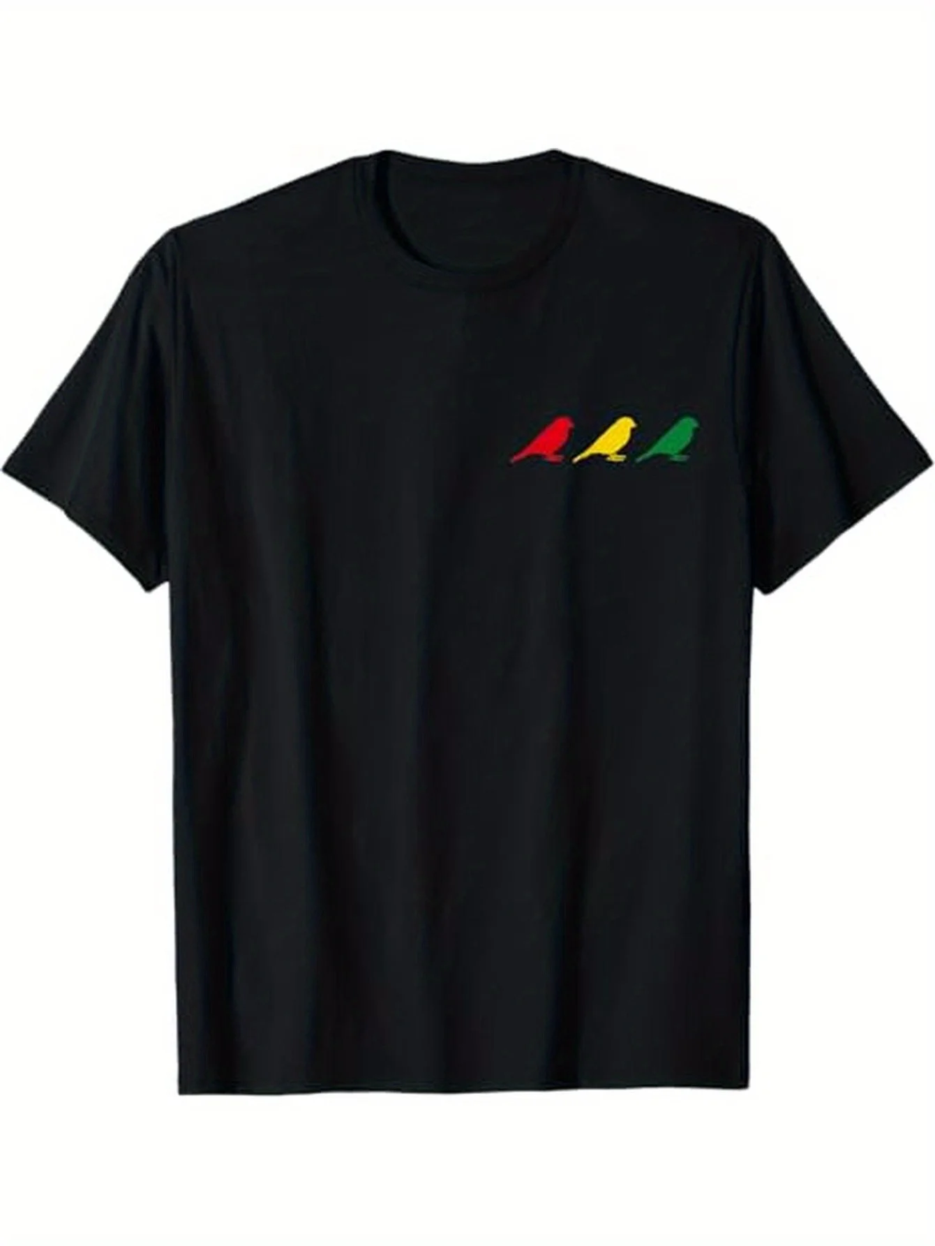 Rastafari Jamaican Reggae T-Shirt Cotton Casual Crew Neck Regular Fit with Colorful Rastafarian Flag Design Men Clothing