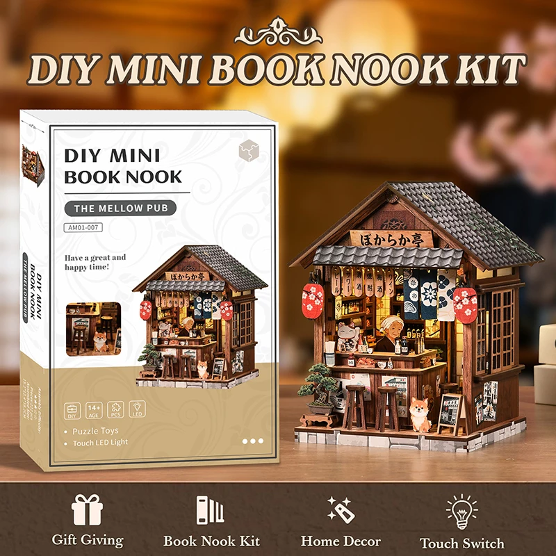 

DIY Wooden Izakaya Model Kit, Japanese Style Miniature House Bookend Decor Toy