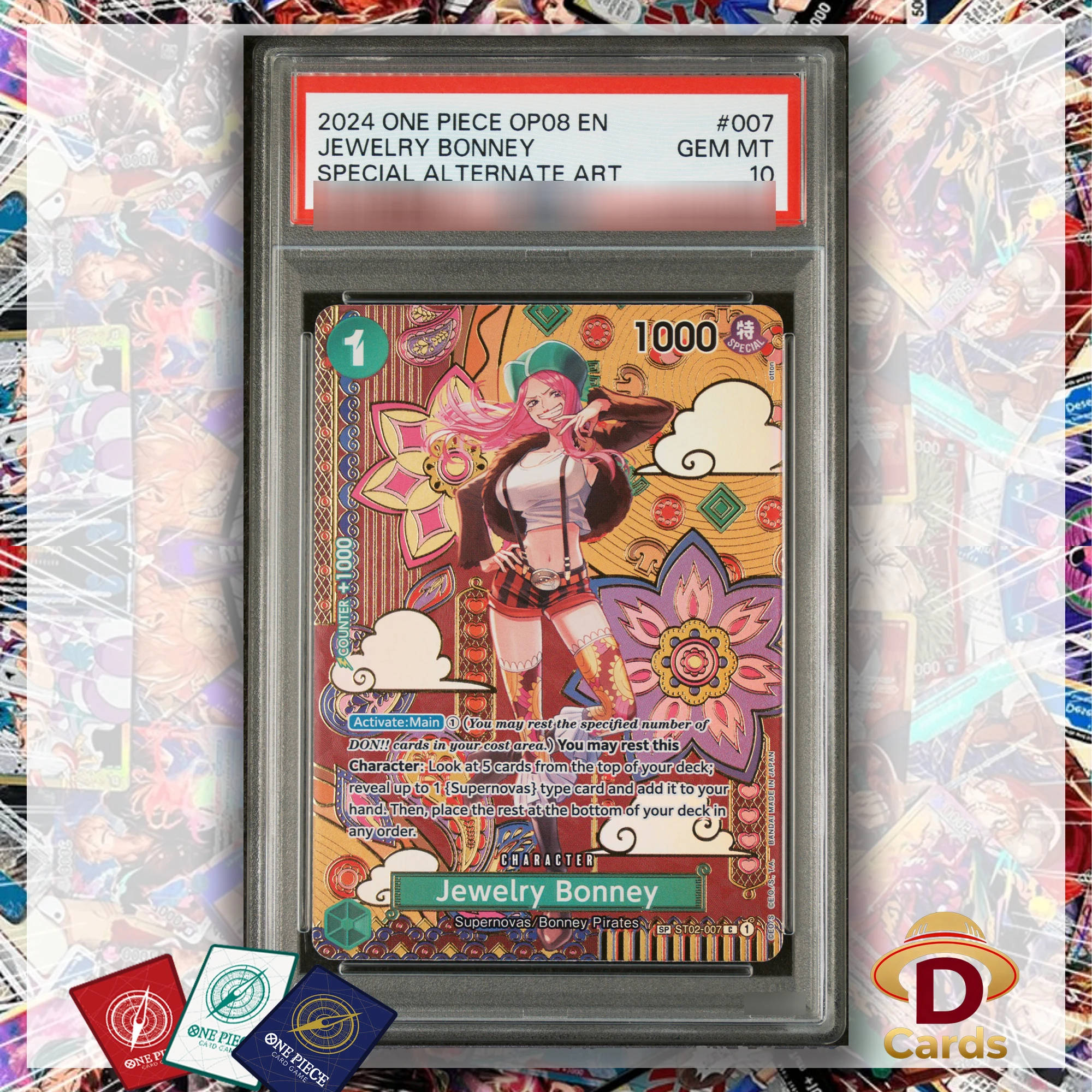 

Bonney Jewelry One Piece Special Alternate Art Set ST02-007 P/S/A10 Gemmt10 10Points Card Collectibles Game Anime Proxy Cards