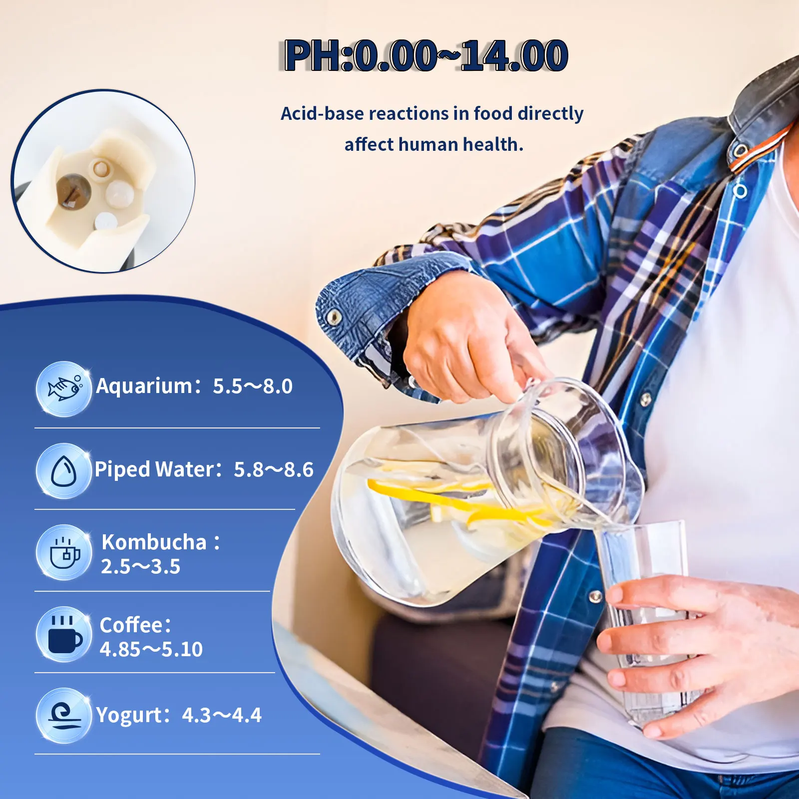Tester digitale per idrogeno disciolto 4 in 1 PH ORP H2 Kit test temperatura misuratore ppm Analizzatore di purezza dell'acqua per acqua potabile Piscina alimentare