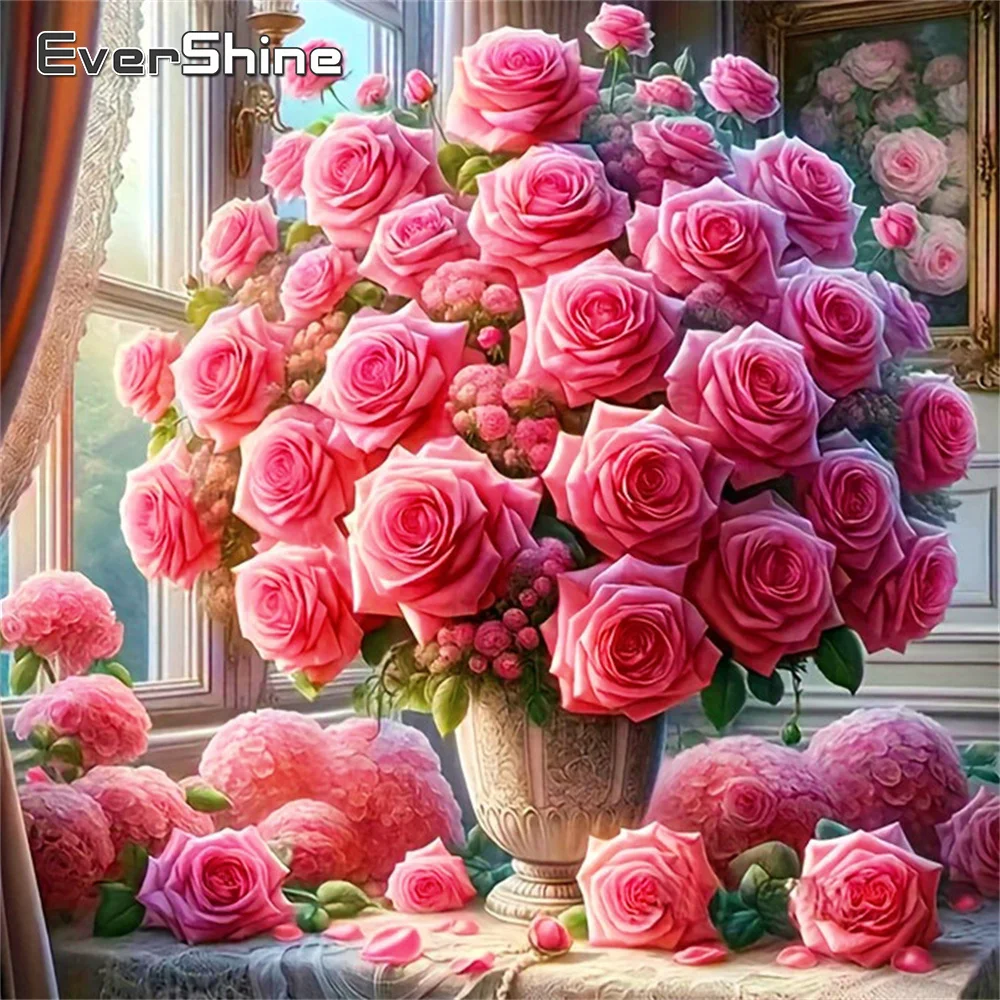 

Evershine Diamond Embroidery Rose Picture Of Rhinestones Mosaic Flower Full Drill Square Kit New Arrival Wall Decor