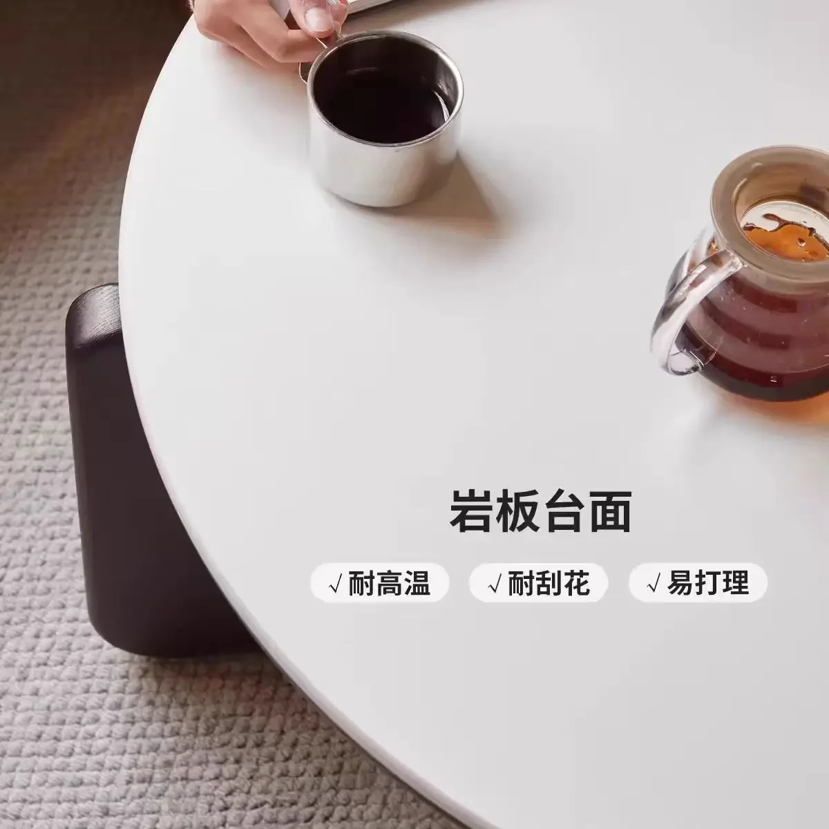 Light Luxury Solid Wood Slate Black Coffee Table  Simple Modern Small Apartment Home Nordic  Living Room Sofa Combination.