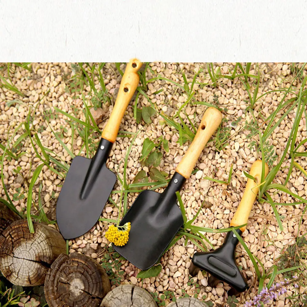 Set Sekop Berkebun 3 Buah Alat Anak-anak Kit Garu Mini Bonsai untuk Anak Gaya Jepang