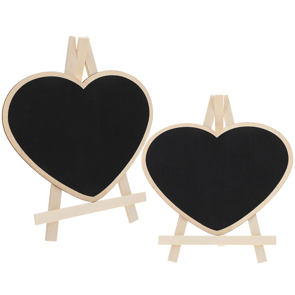 2Pcs Standing Chalkboard Small Blackboard Heart Shape Message Board Desktop Mini Chalkboard Sign for Home Bar Advertising