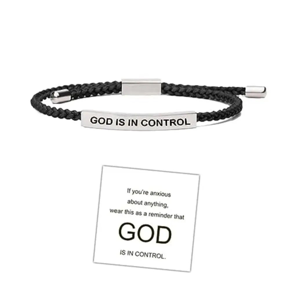 GOD IS IN CONTROL Tube Bracelet Adjustable Stretchable Couple Bracelet Gold Rose Gold Braided Bracelet