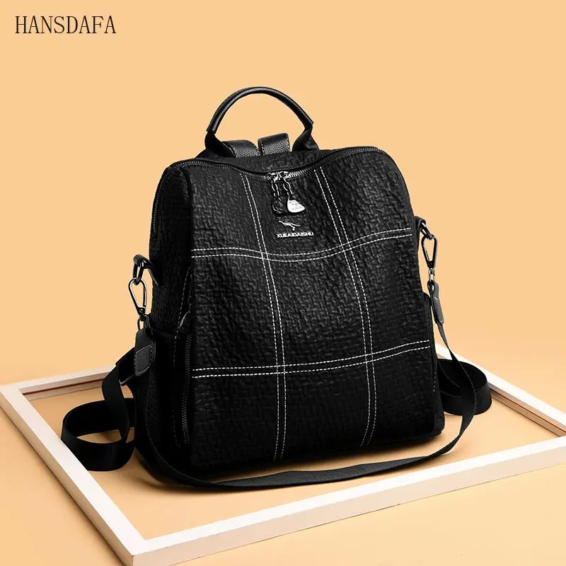 Genuine Leather stylish large-capacity casual anti-theft backpack High Quality Women Backpacks Fashion Luxury Female Travel bags