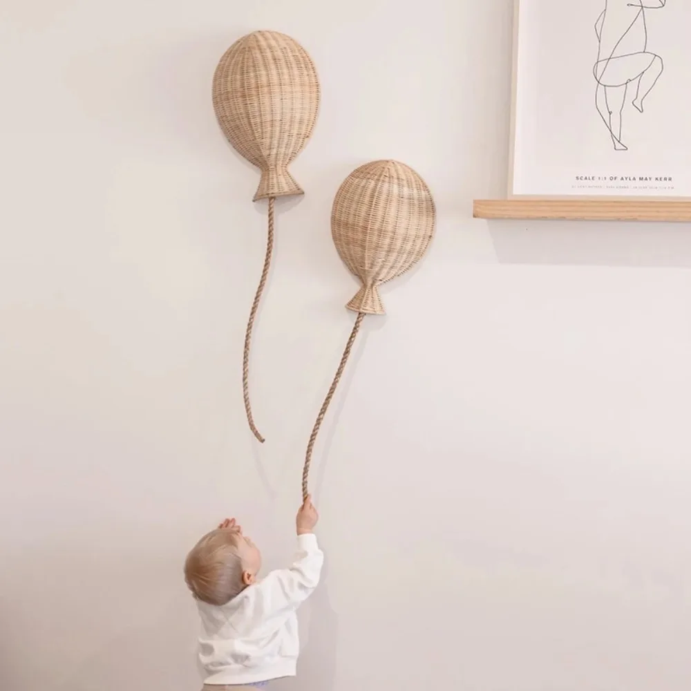 Ins Nordic Bamboo Rattan Balloon Wall Decoration Children's Room Wall Decoration Wall Decoration Pendant Living Room Home