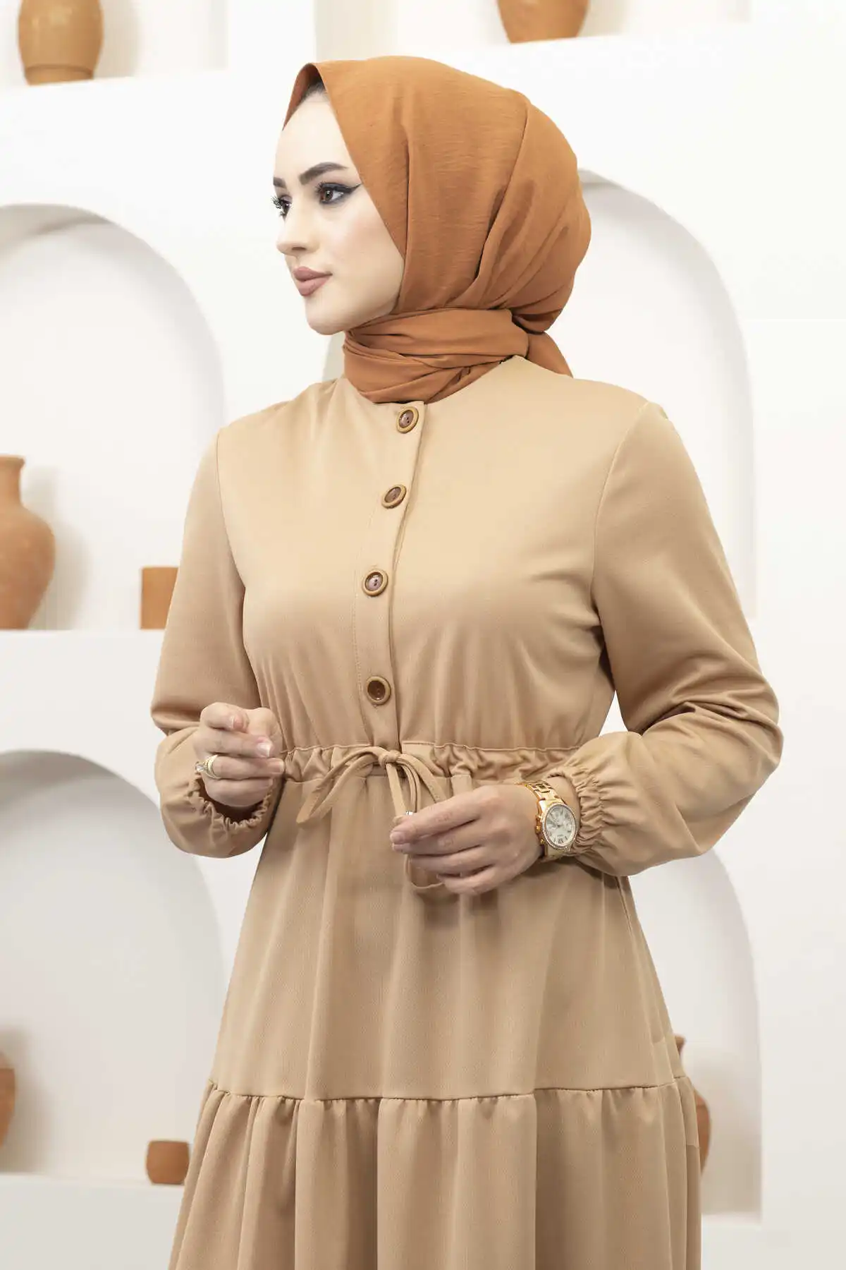 All Match New Arrivals Muslim Women Hijab Dress Middle East Dubai Tunnel Belt Veiling Dress Clothing Femme Arabic Vestido 2022