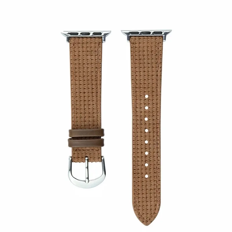 فحص جلد الغزال حزام ل سوار ساعة يد آبل 7/6/5/4 سلسلة 42/44/45 مللي متر اكسسوارات معصمه ملكة جمال السيدة سيدة 8 الترا 49 مللي متر