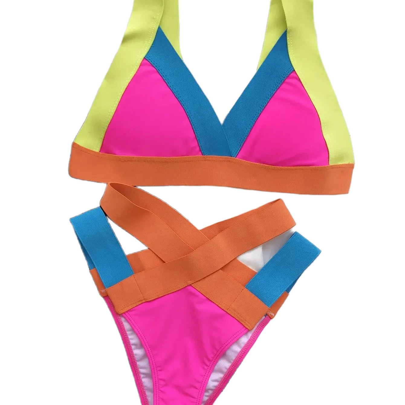 

Бикини пуш-ап, пикантные женские купальники 2023, женский купальник с высокой талией, комплект бикини блочного цвета, купальный костюм, пляжная одежда