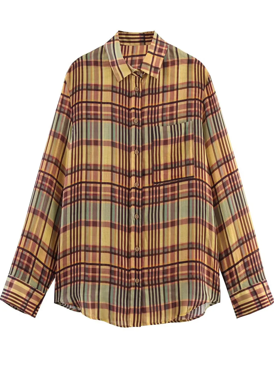 Rétro Sle femme longue Sve lin irt Protection solaire Plaid vêtements d'extérieur coupe ample pur coton régulier Sve