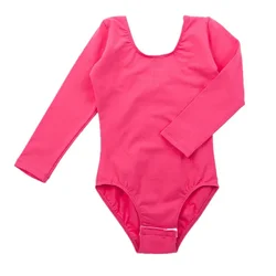 Ballet Leotard for Girls Long Sleeve Cotton Jumsuit Team Basic for Toddler Gymnastics Dance Scoop Neck Bodysuits Professional