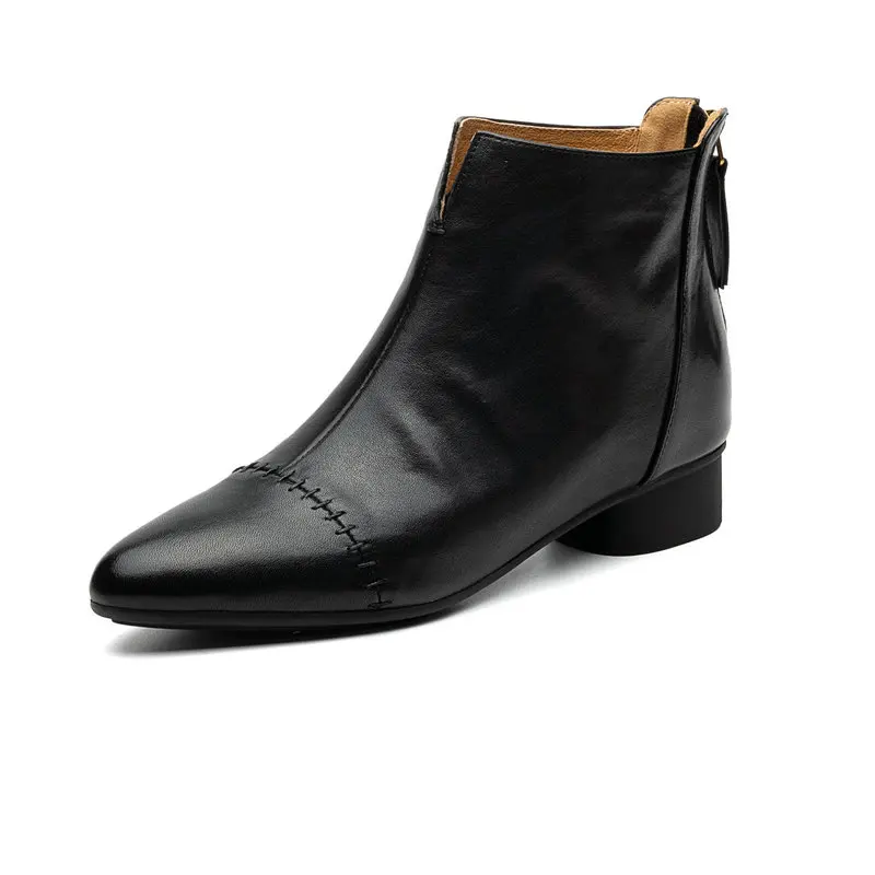 

2025 New Fashion Women's Boots 100% Genuine Leather Autumn Pointed-toe Shoes Chelsea Party Boots