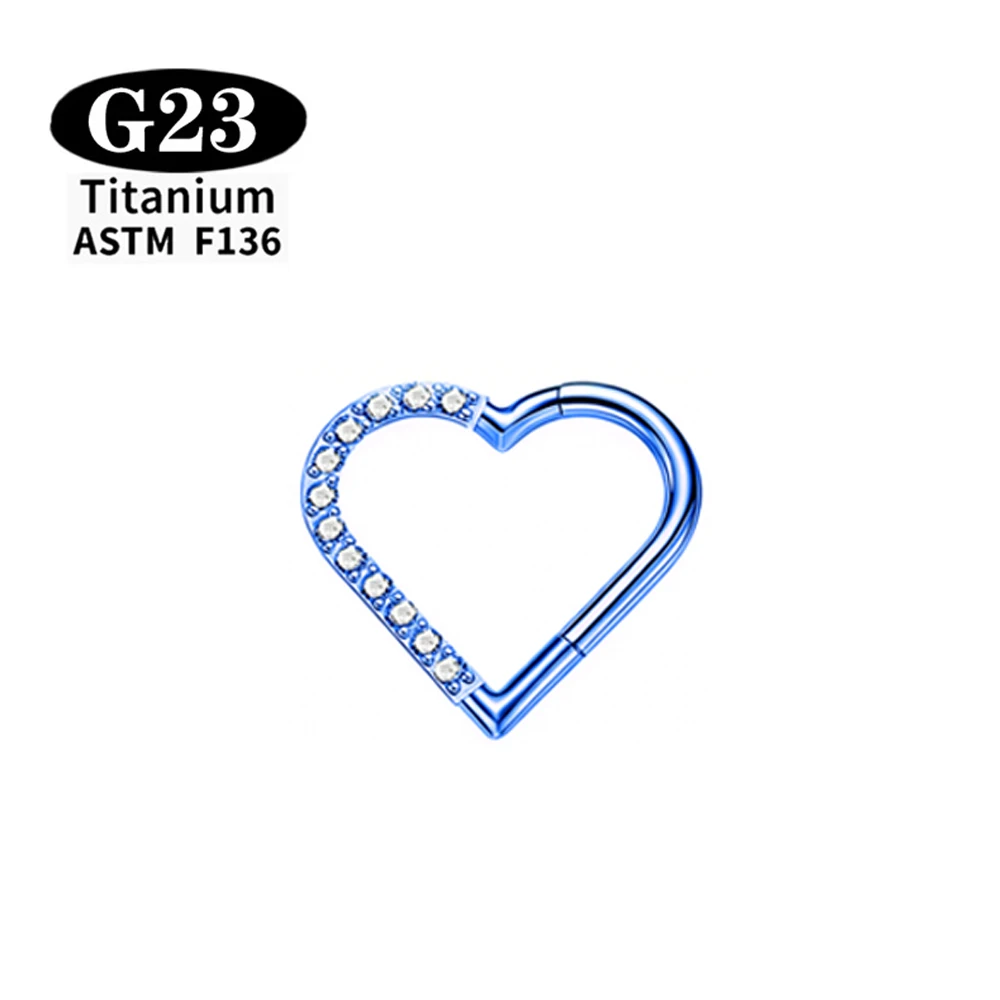 ASTM F136 G23 Titan Herz-Nasenring Ohrring Creolen Eloxierter Piercing-Schmuck-Set für Ohrknorpel, Tragus, Helix, Conch, Daith – Detail 9
