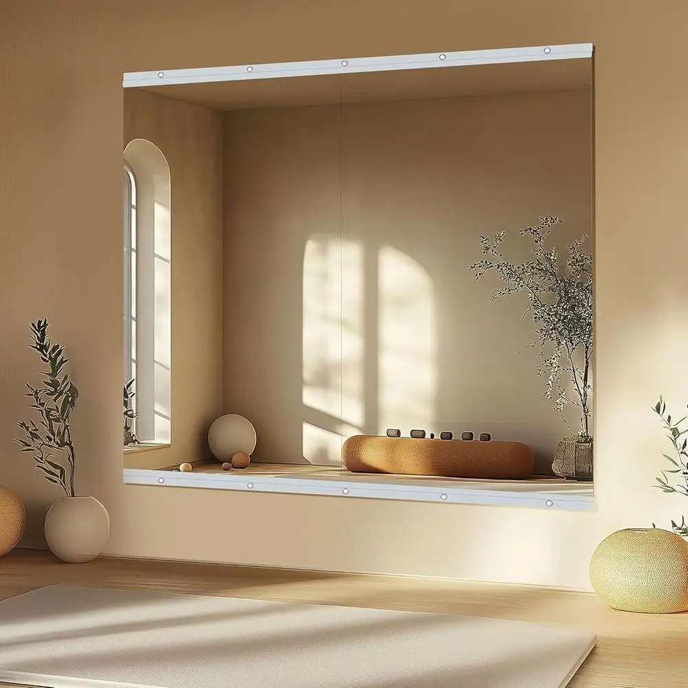 مرايا حائط زجاجية بدون إطار مقاس 48 × 24 بوصة لصالة الألعاب الرياضية المنزلية واليوجا والرقص والحمام #5