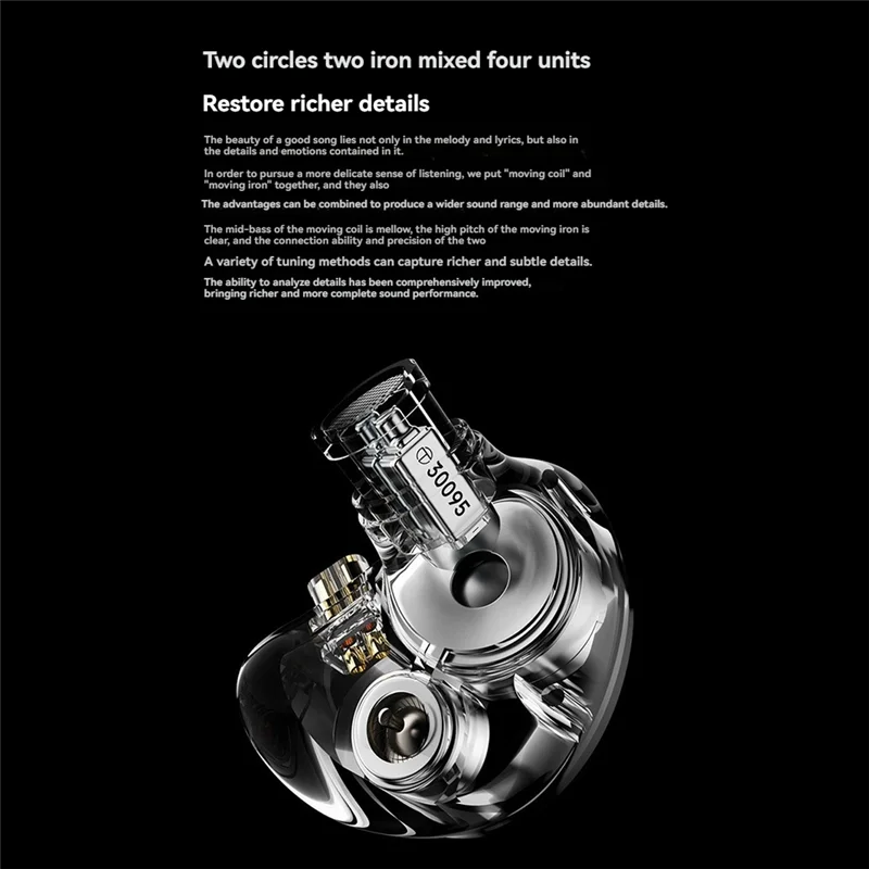 Nieuw - TRN V10 PRO-oortelefoon Dual Dynamic High-Fidelity Sound In-Ear-monitoren Hoofdtelefoon Zilver A